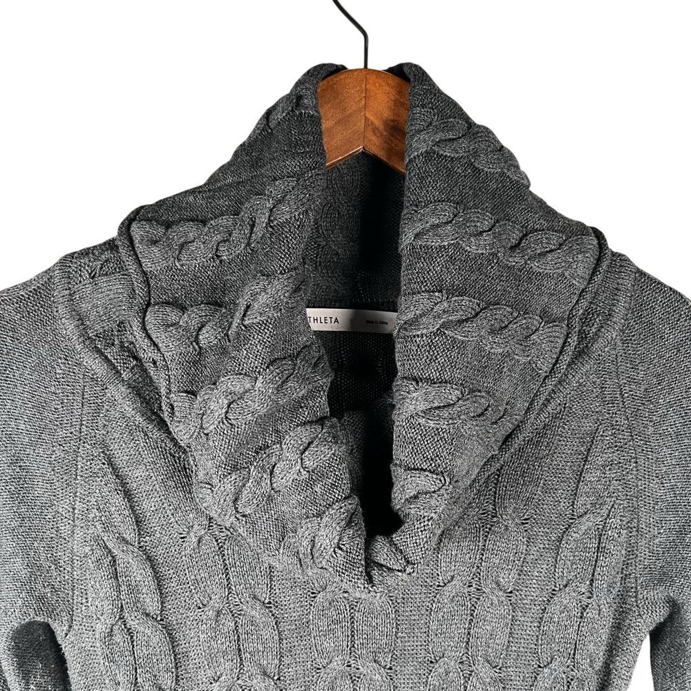 Athleta Womens Gray Cable Knit Cowl Neck Sweater Dress Long Sleeve Size Small - Picture 3 of 10